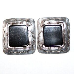 Sterling Silver Southwestern Onyx Stud Earrings 12 Grams